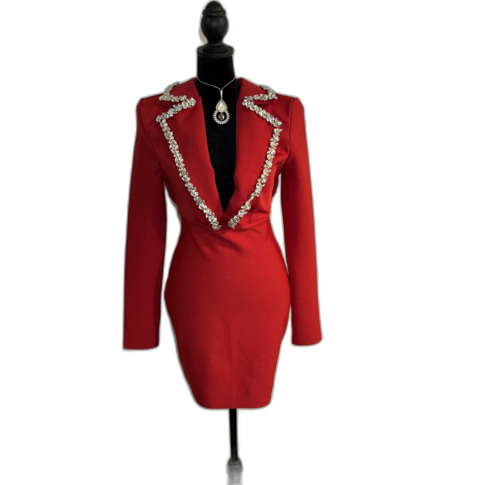 "Dripping in Diamonds" Jeweled Bandage Mini Dress — Rhinestone Embellished